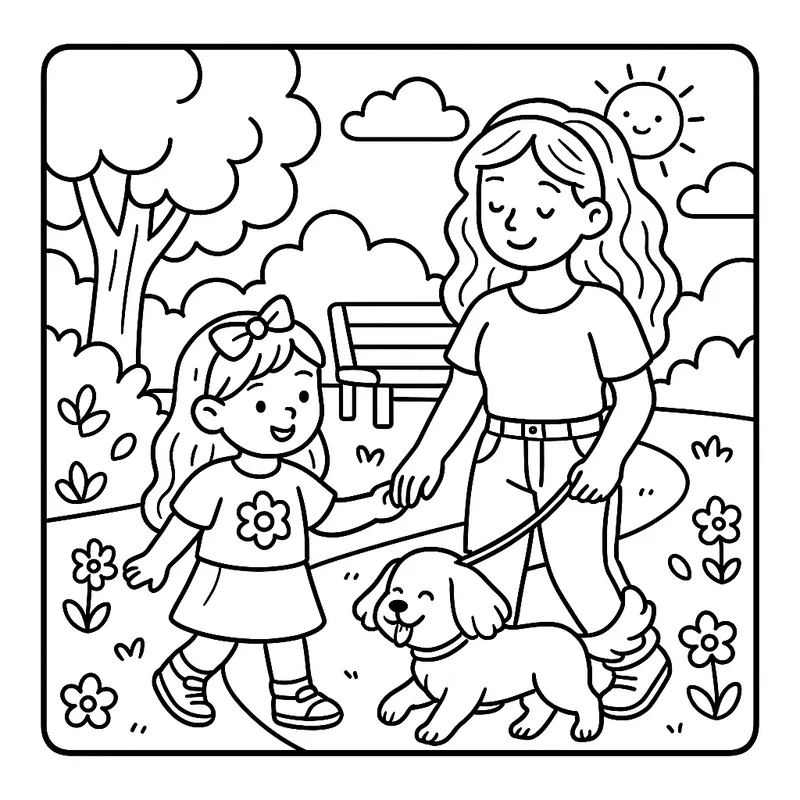 Sunny Park Day Adventure coloring page