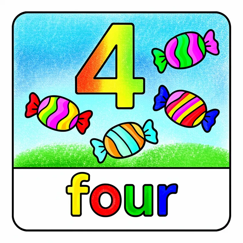 Sweet Number Four Adventure Coloring Page colored reference