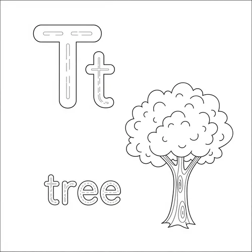 T is for Tree Coloring Page coloring page