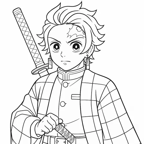Tanjiro Kamado Demon Slayer Coloring Page coloring page