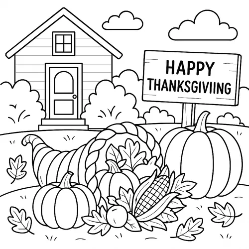 Thanksgiving Harvest Celebration Coloring Page coloring page