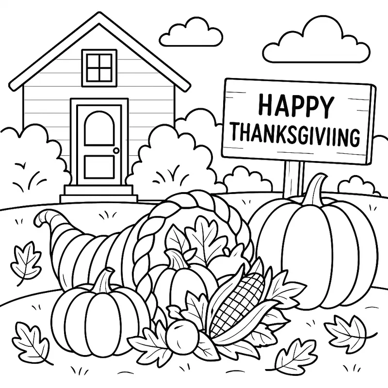 Thanksgiving Harvest Celebration Coloring Page coloring page