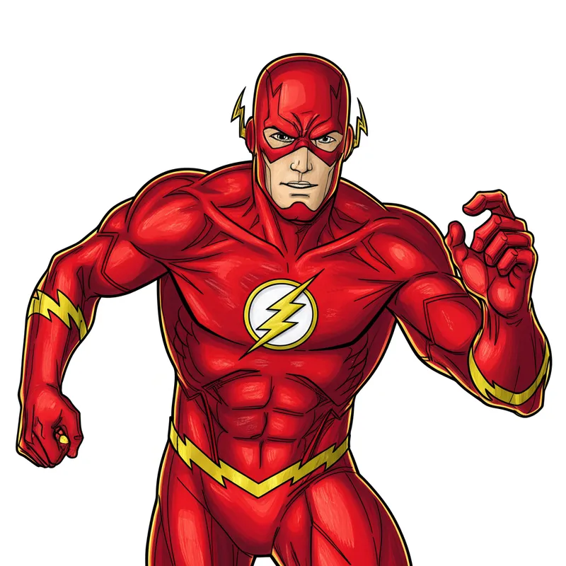The Flash Action Pose Coloring Page colored reference