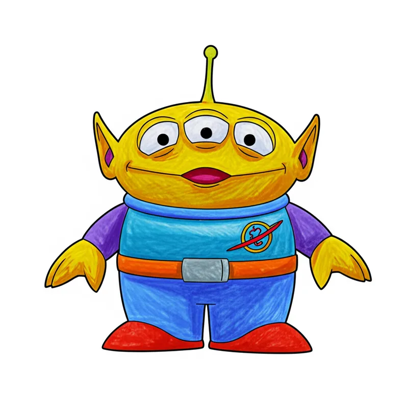 Toy Story Alien Fun Coloring Page colored reference