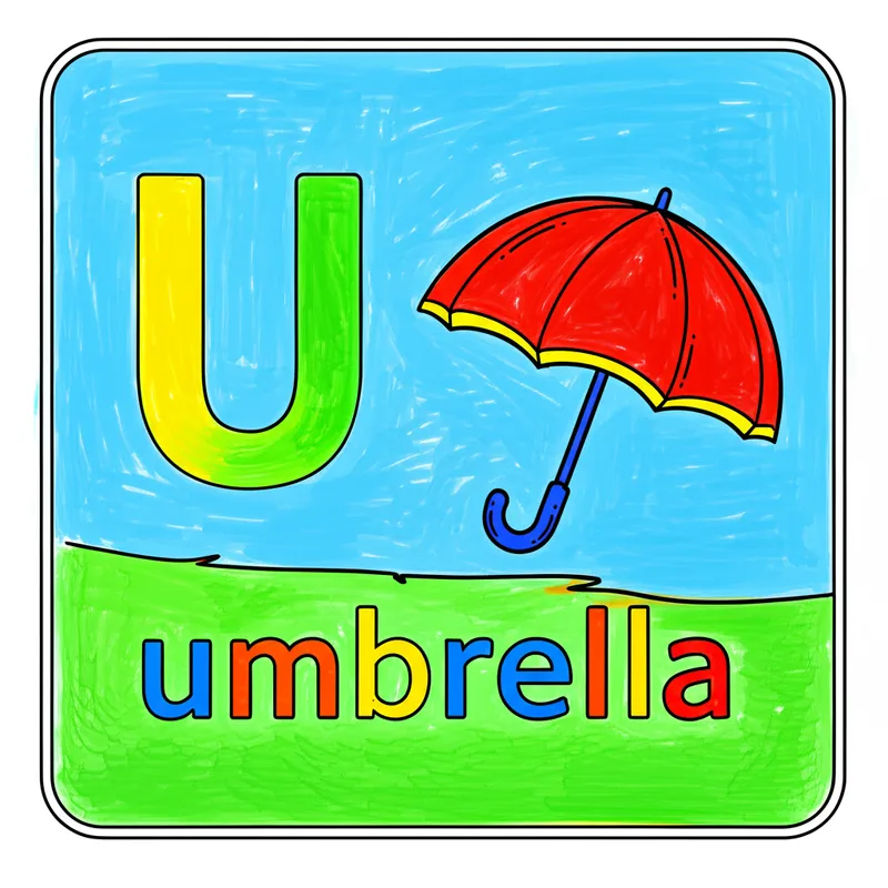 U is for Umbrella Fun Coloring Page colored reference