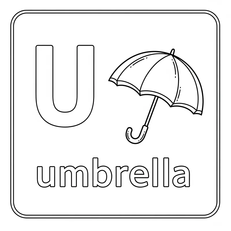 U is for Umbrella Fun Coloring Page coloring page
