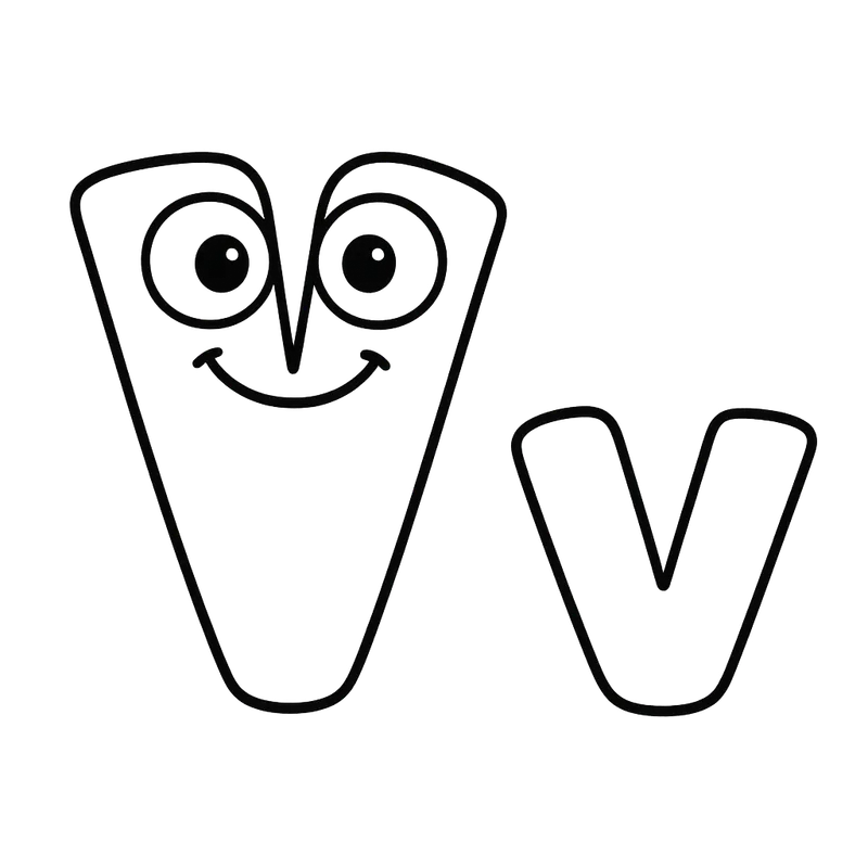 Vivacious Letter V Fun Coloring Page coloring page