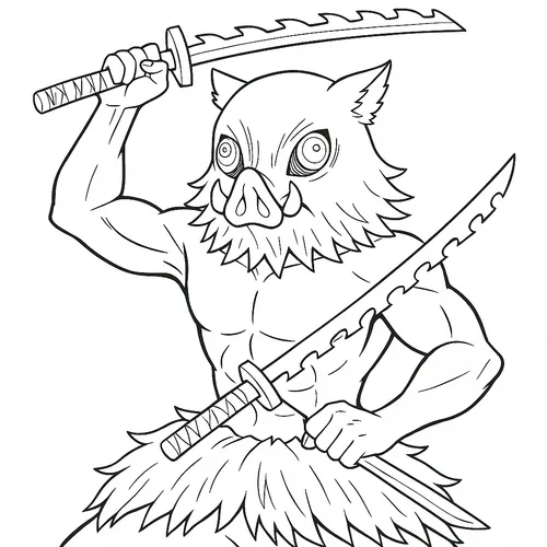 Wild Boar Swordsman Coloring Page coloring page