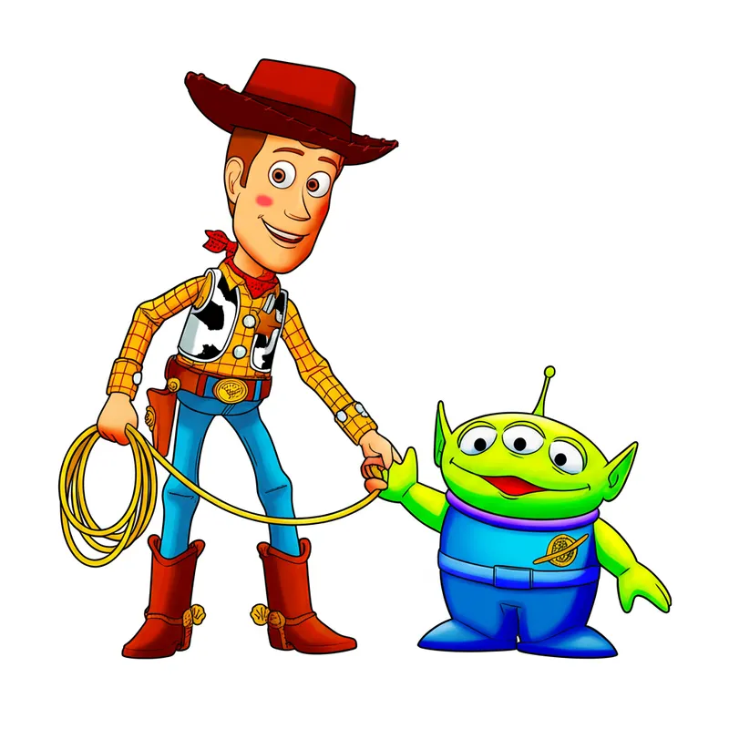 Woody and Alien Pals Coloring Page colored reference