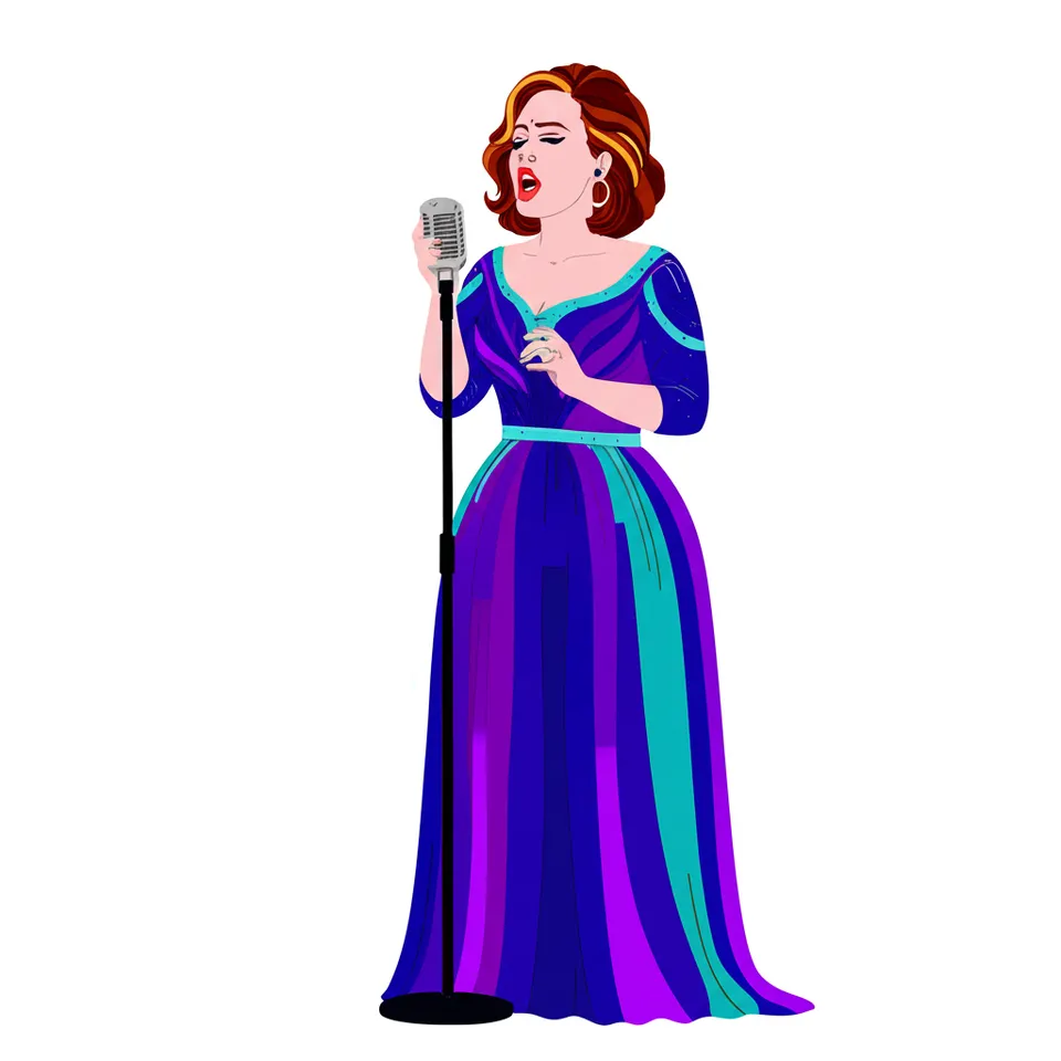 Adele-Inspired Singer Coloring Page colored reference