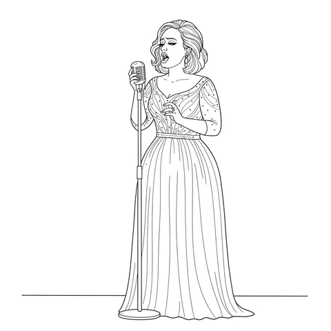 Adele-Inspired Singer Coloring Page