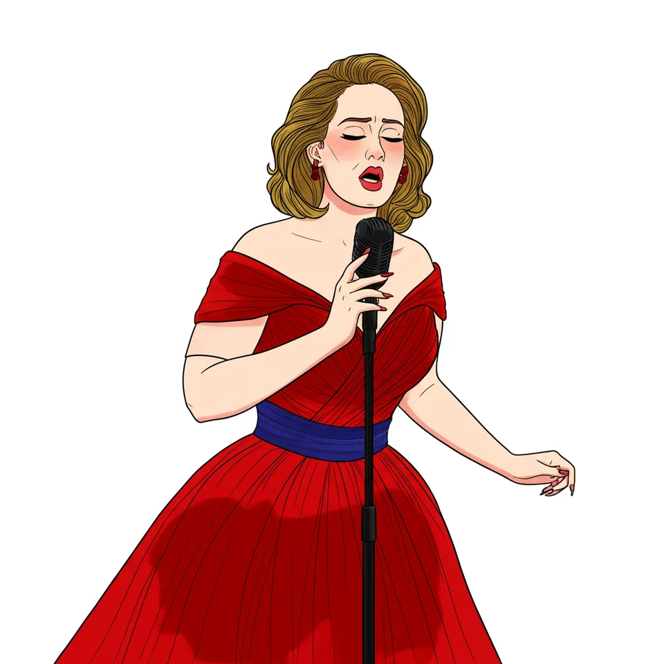 Adele Singing Elegantly Coloring Page colored reference