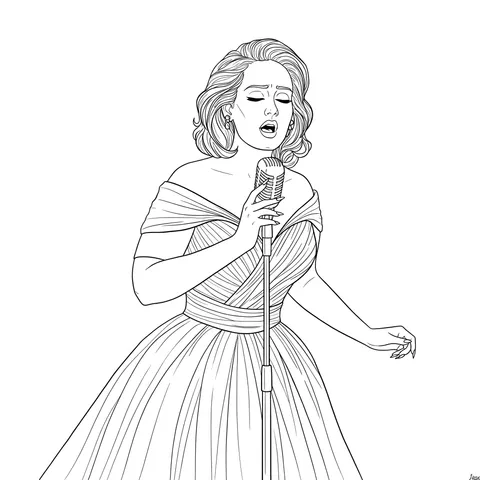Adele Singing Elegantly Coloring Page