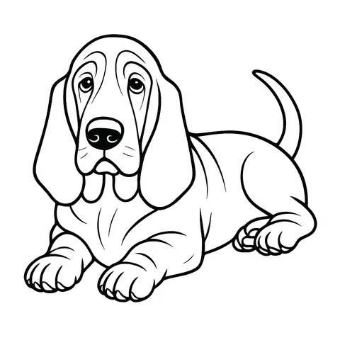 Adorable Basset Hound Coloring Page