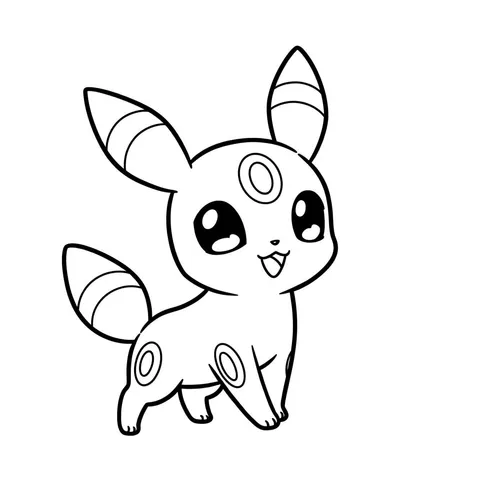 Adorable Chibi Umbreon Pokémon Coloring Page