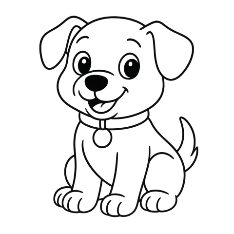 Adorable Sitting Puppy Coloring Page