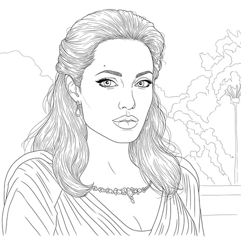 Elegant Angelina Jolie Coloring Page