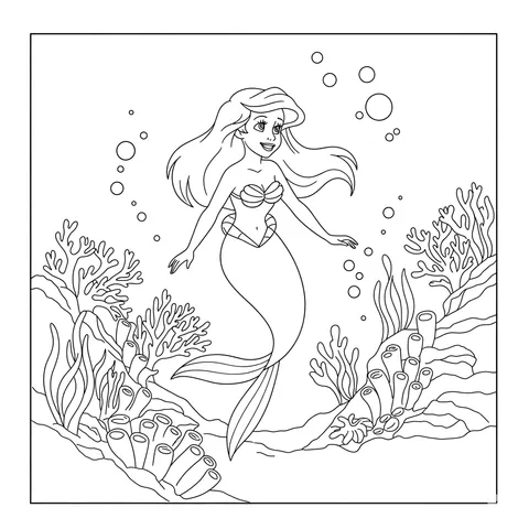 Enchanting Ariel the Little Mermaid Coloring Page