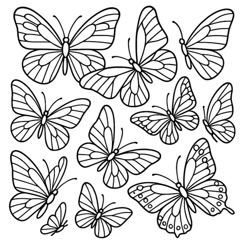 Beautiful Butterfly Collection Coloring Page