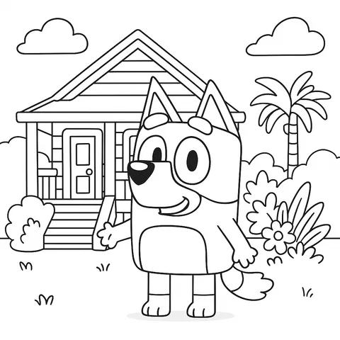 Bluey and Her House Coloring Page