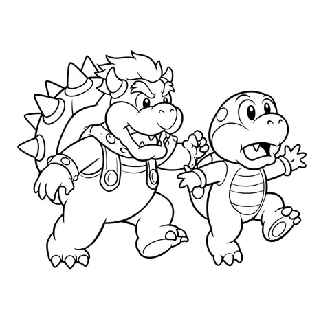 Bowser and Koopa Troopa Dynamic Duo Coloring Page