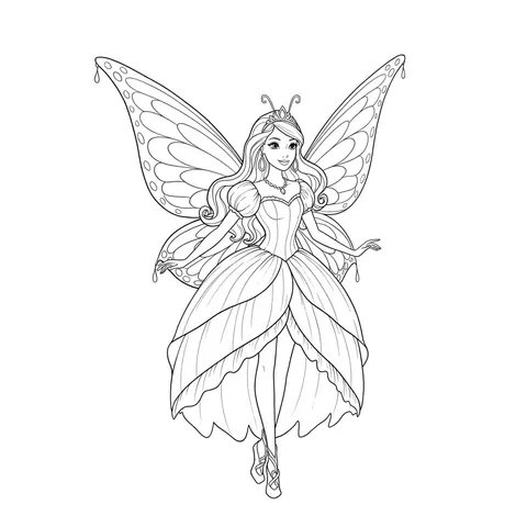 Enchanting Butterfly Fairy Princess Coloring Page