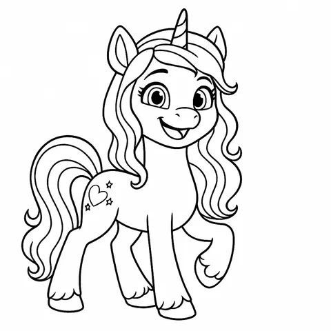 Charming Cartoon Unicorn Coloring Page
