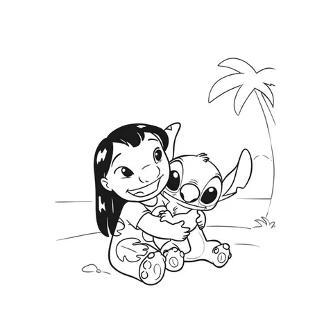 Charming Lilo and Stitch Hug Coloring Page