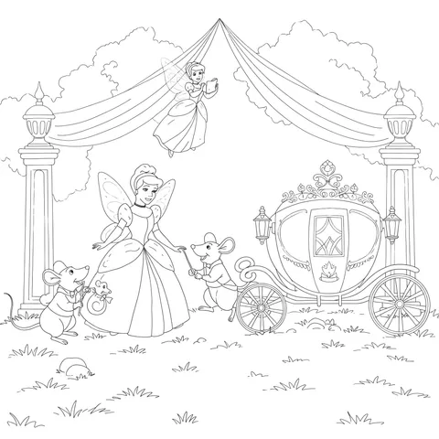 Cinderella's Magical Night Coloring Page