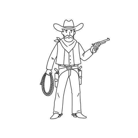 Classic Cowboy Coloring Page
