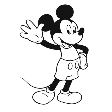Classic Mickey Mouse Waving Coloring Page