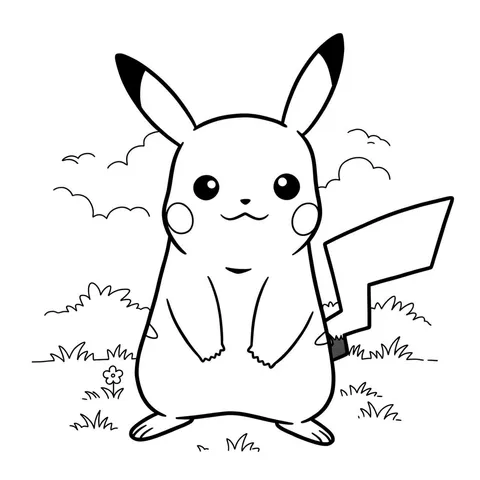Classic Pikachu Pokémon Coloring Page