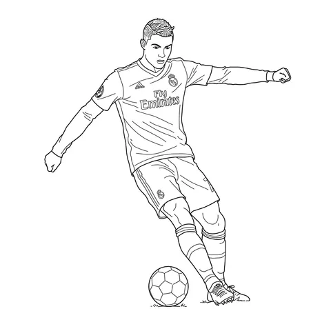 Cristiano Ronaldo Action Kick Coloring Page