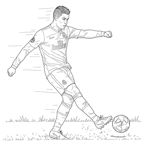 Cristiano Ronaldo Soccer Kick Coloring Page