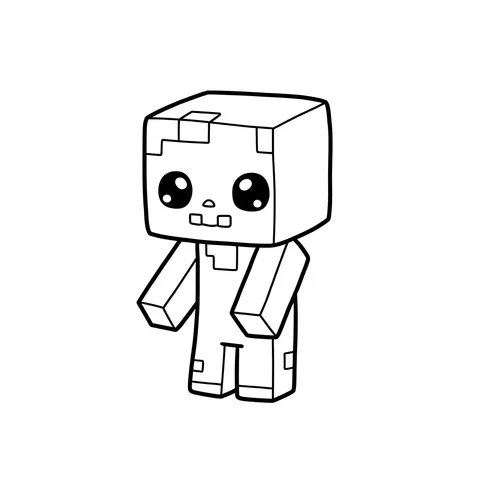 Cute Blocky Character Coloring Page