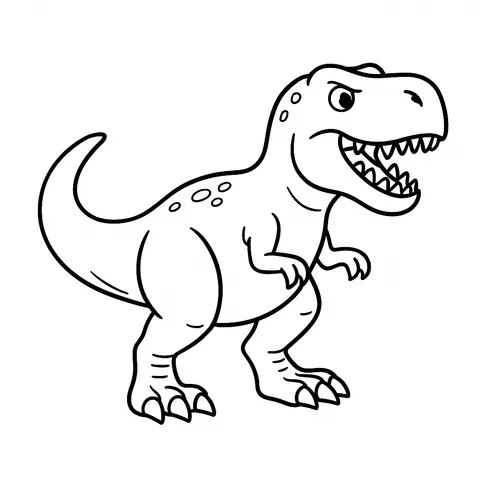 Cute Cartoon T-Rex Dinosaur Coloring Page