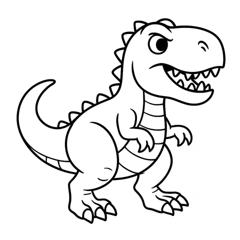 Cute Cartoon T-Rex Coloring Page
