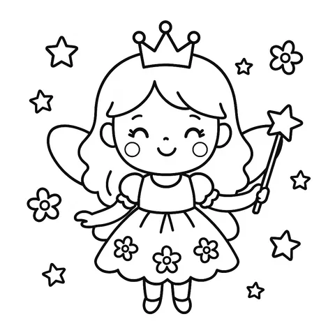 Cute Fairy Princess Coloring Page