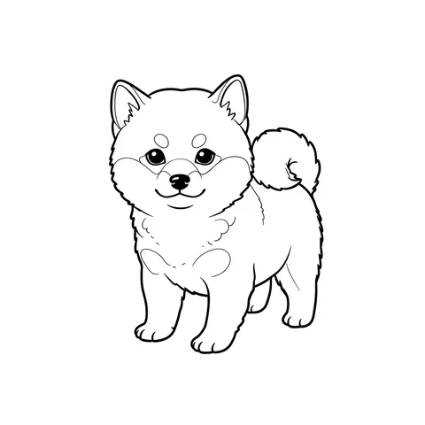 Cute Shiba Inu Puppy Coloring Page