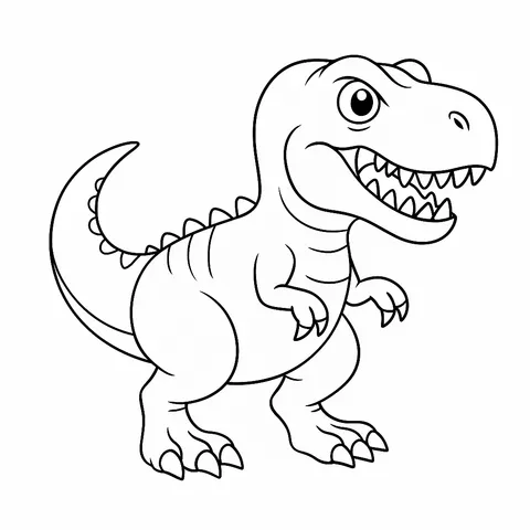 Cute T-Rex Dinosaur Coloring Page