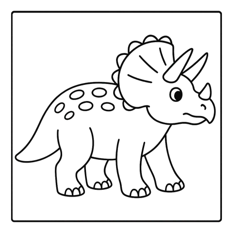 Cute Triceratops Dinosaur Coloring Page