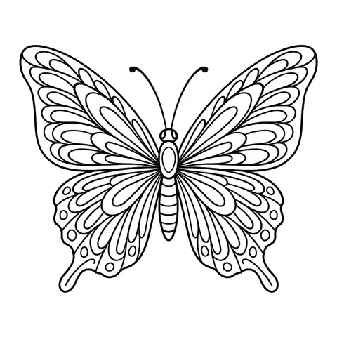 Detailed Butterfly Wing Patterns Coloring Page
