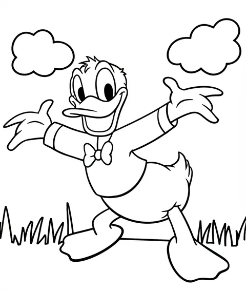 Joyful Donald Duck Classic Pose Coloring Page