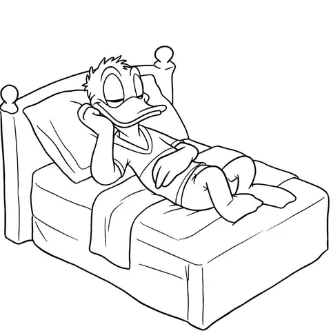 Donald Duck Sleeping Peacefully Coloring Page