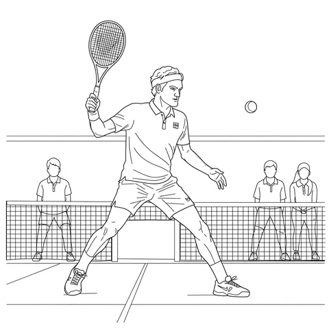Dynamic Roger Federer Tennis Shot Coloring Page