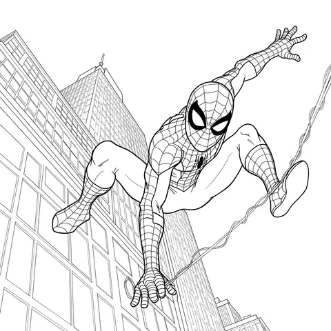 Dynamic Spider-Man Web-Slinging Coloring Page