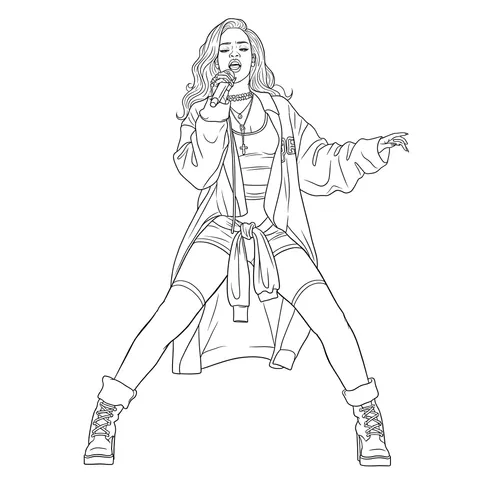 Dynamic Stage Singer Coloring Page