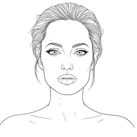 Elegant Angelina Jolie Portrait Coloring Page