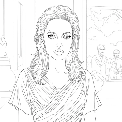 Elegant Angelina Jolie Coloring Page