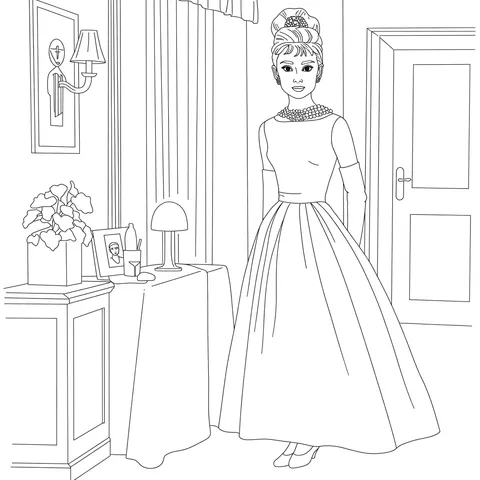 Elegant Audrey Hepburn Coloring Page